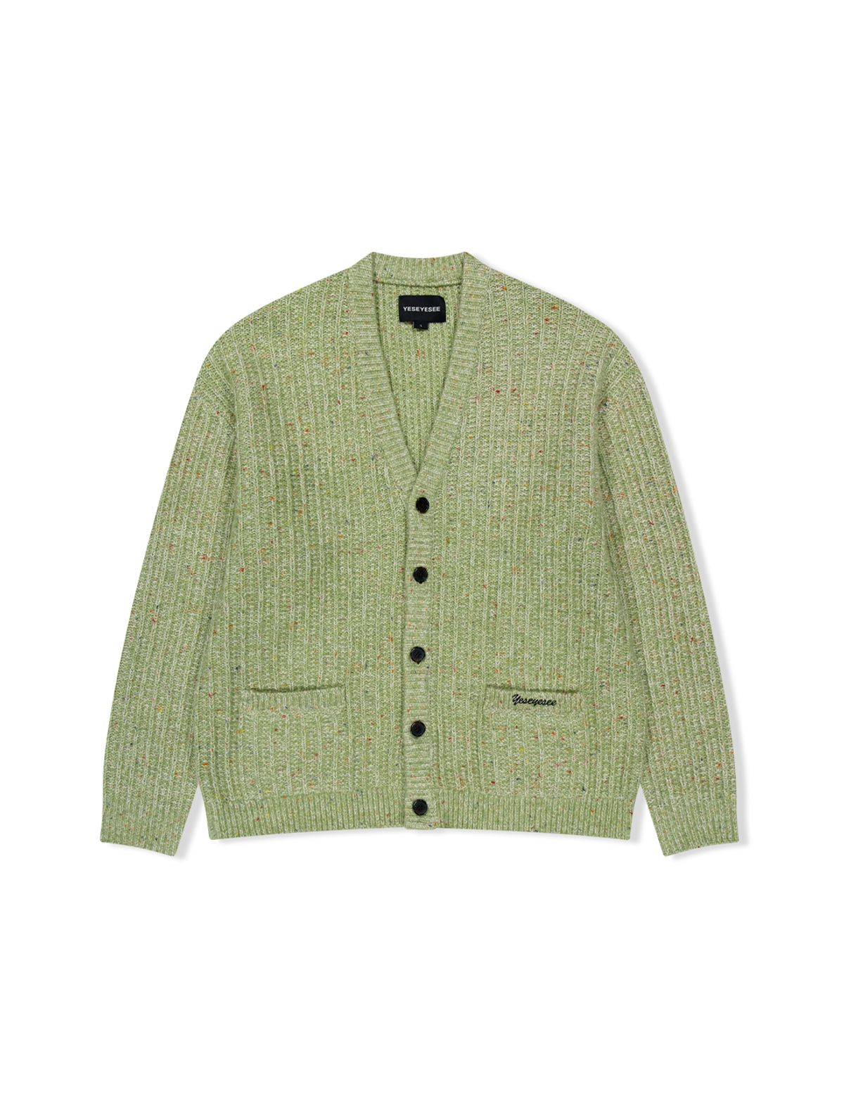 예스아이씨(YESEYESEE) Speckle Yarn Knit Cardigan Green