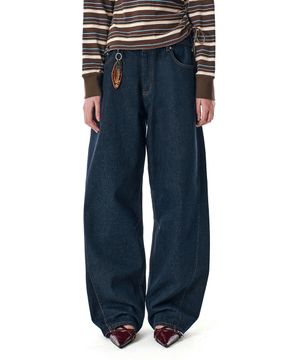 [옷미새 미홀 콜라보]Curved Tapered Barrel-Fit Denim Pants [INDIGO]_SEPT072CPINDIGO