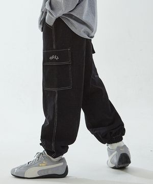 B83 면 카고포인트 팬츠(블랙)