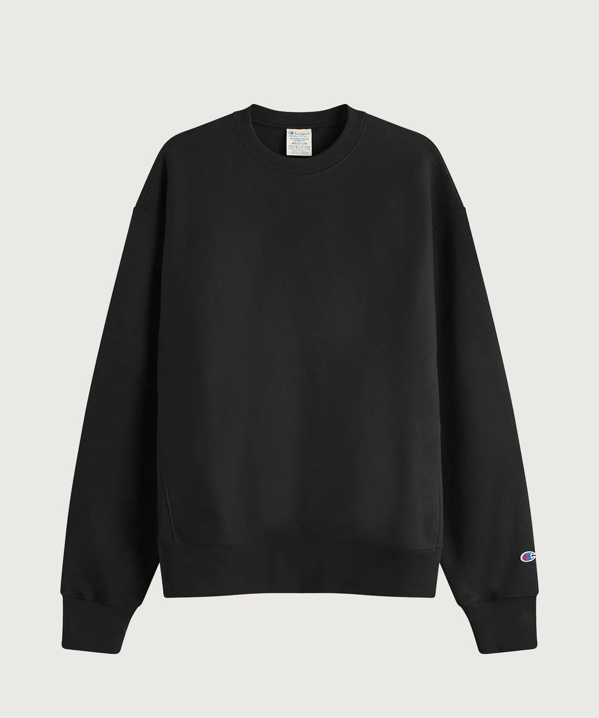 챔피온(CHAMPION) 리버스위브 루즈핏 기모 크루넥 스웨트셔츠 Black