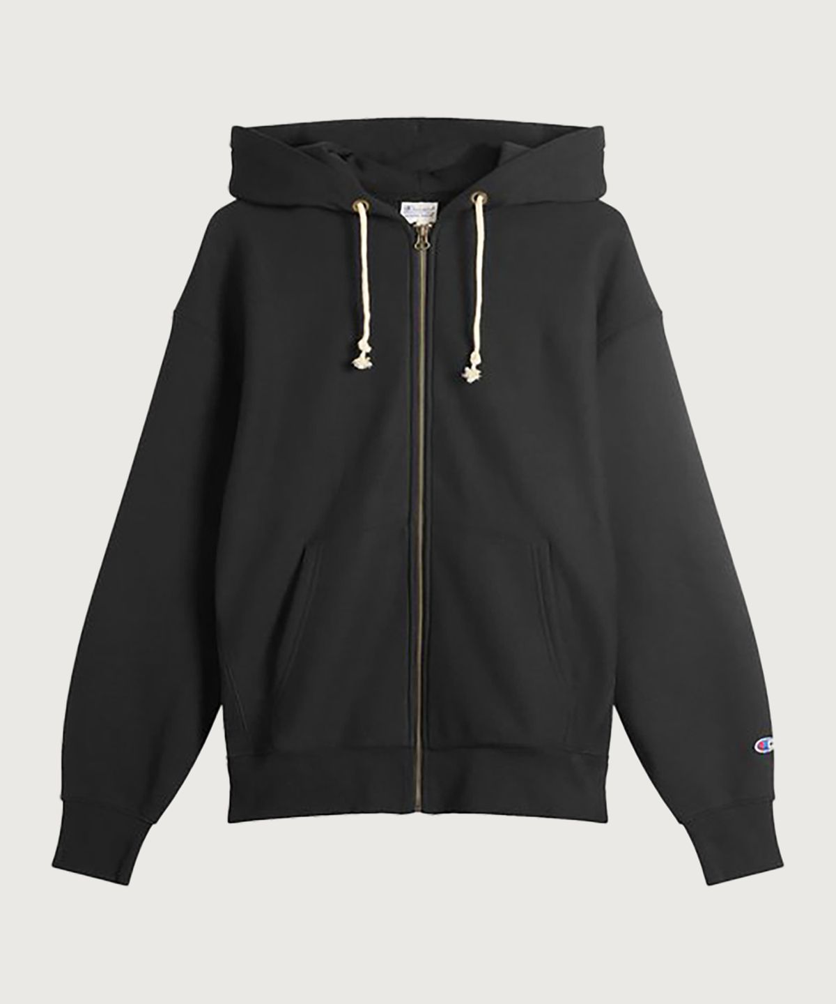 챔피온(CHAMPION) 리버스위브 루즈핏 기모 후드 집업 Black
