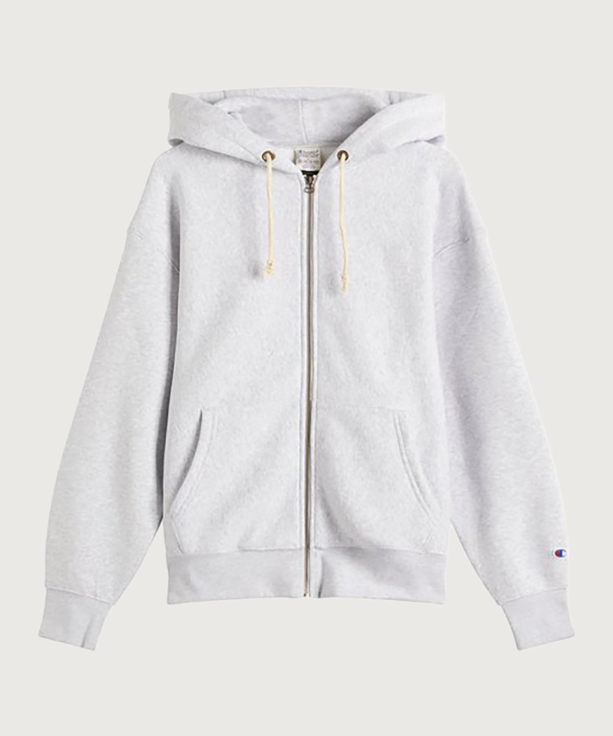 챔피온(CHAMPION) 리버스위브 루즈핏 기모 후드 집업 Light Grey