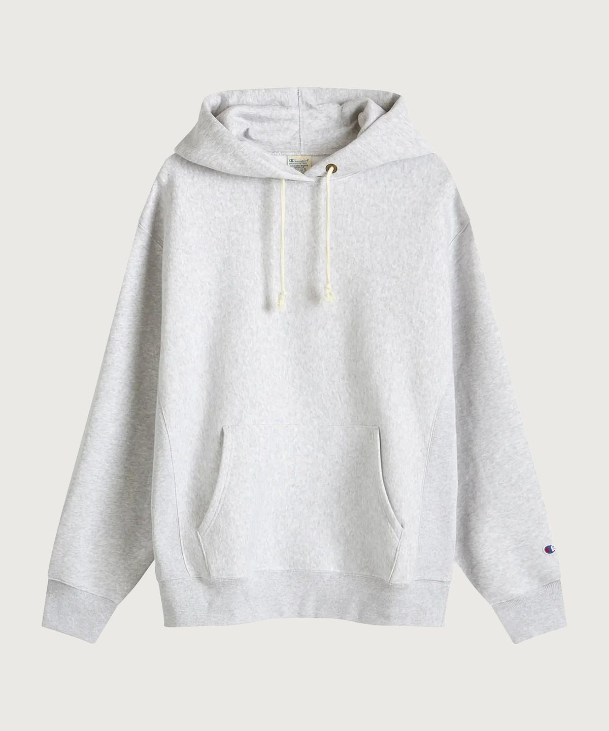 챔피온(CHAMPION) 리버스위브 루즈핏 기모 후드 티셔츠 Light Grey