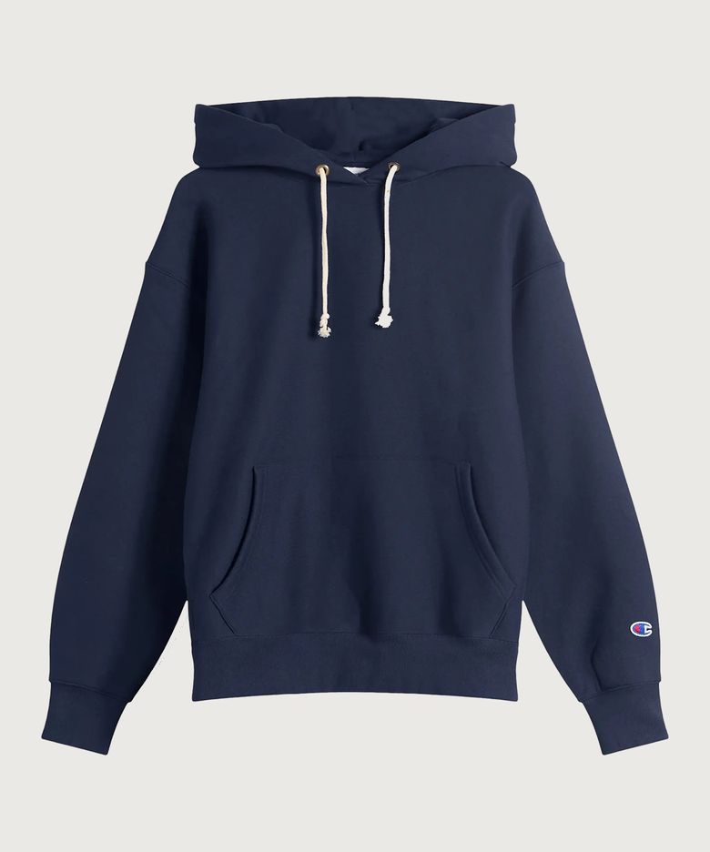 리버스위브 루즈핏 기모 후드 티셔츠 Navy
