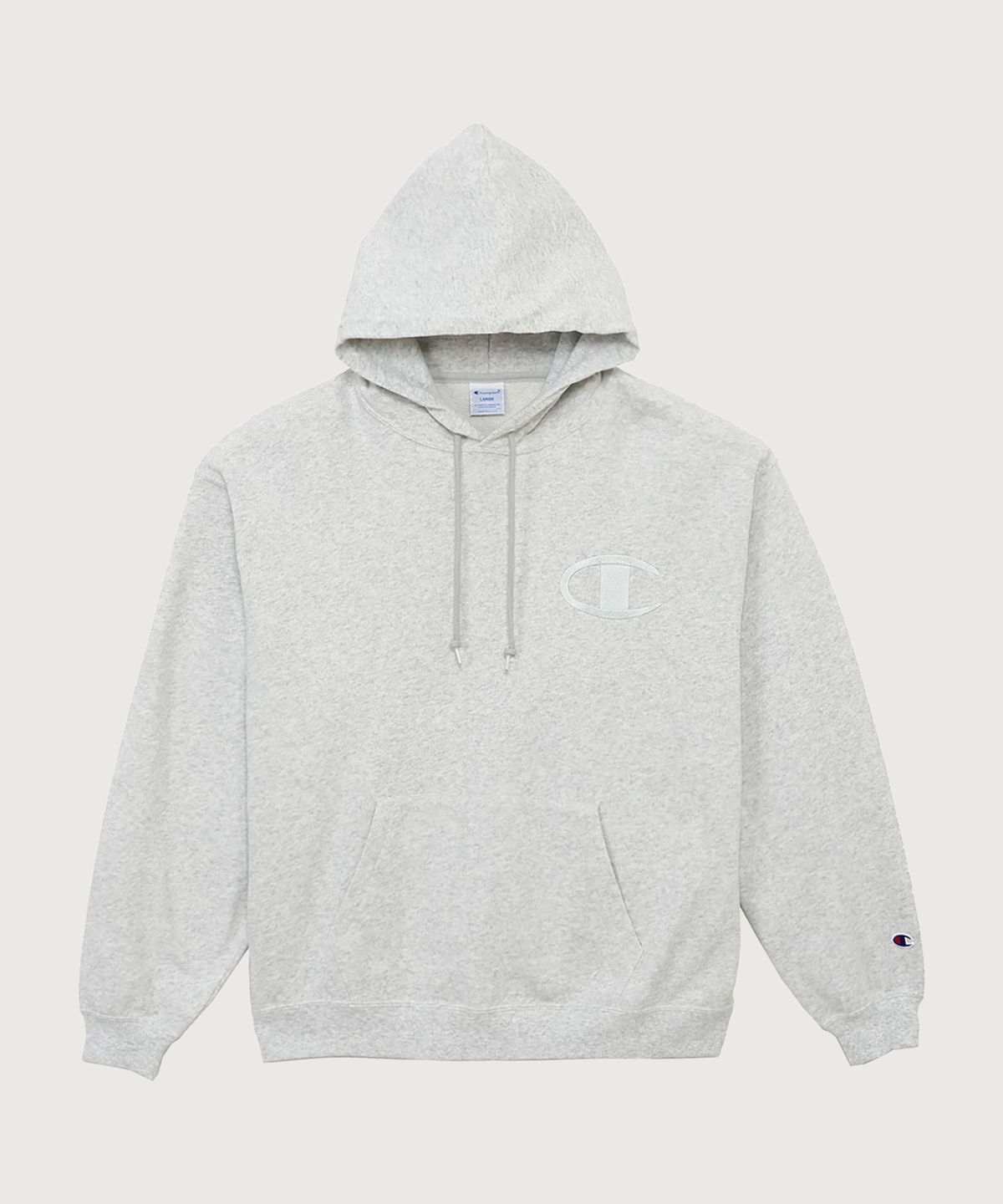 챔피온(CHAMPION) 빅 C로고 오버핏 후드 티셔츠 Heather Grey