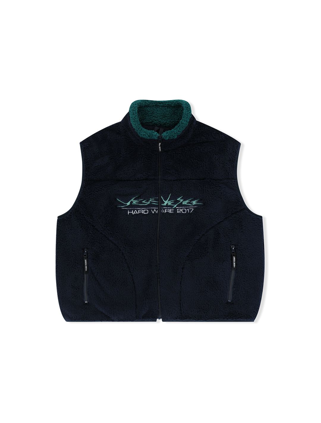 MUSINSA公式 | YESEYESEE Y.E.S Full Zip Fleece Vest Navy