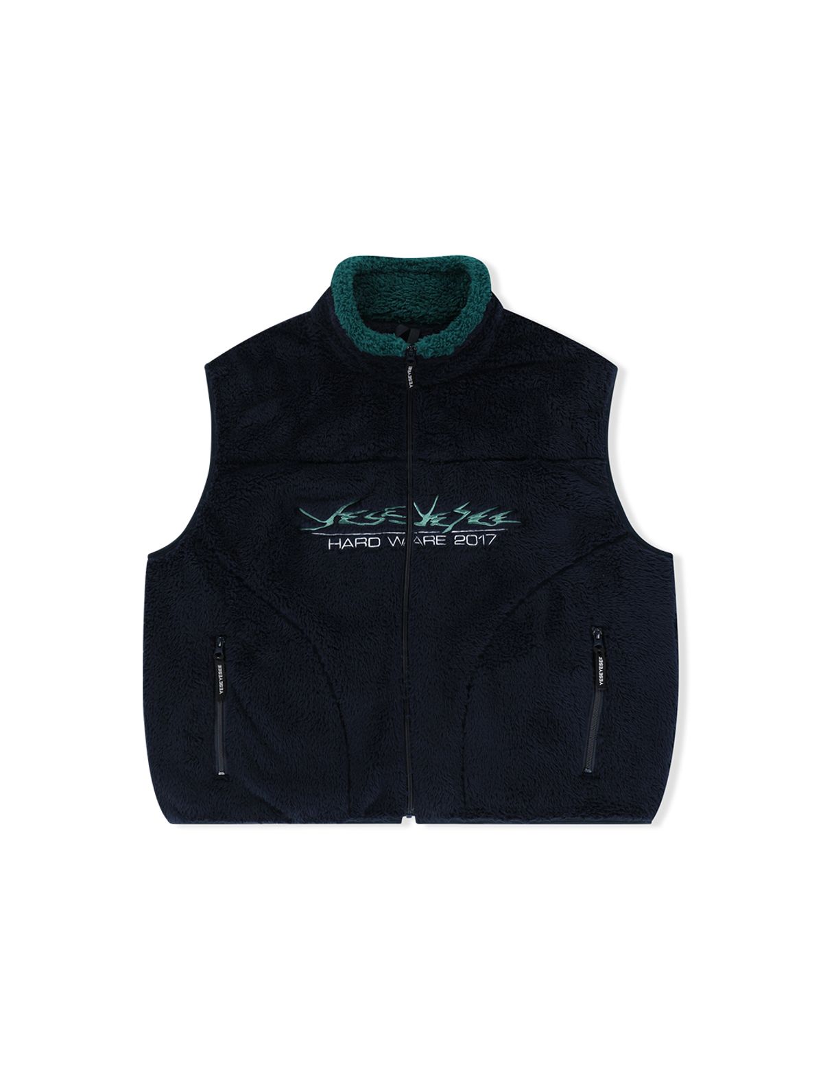예스아이씨(YESEYESEE) Y.E.S Full Zip Fleece Vest Navy