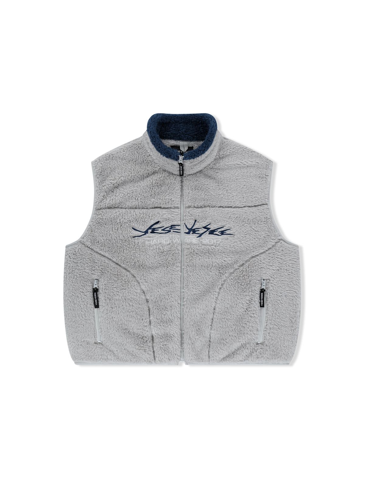 예스아이씨(YESEYESEE) Y.E.S Full Zip Fleece Vest Grey