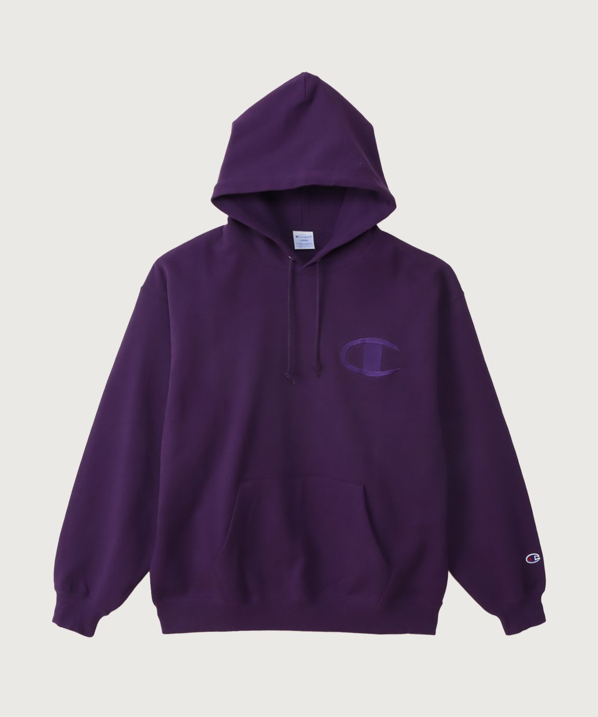 챔피온(CHAMPION) 빅 C로고 오버핏 후드 티셔츠 Dark Purple