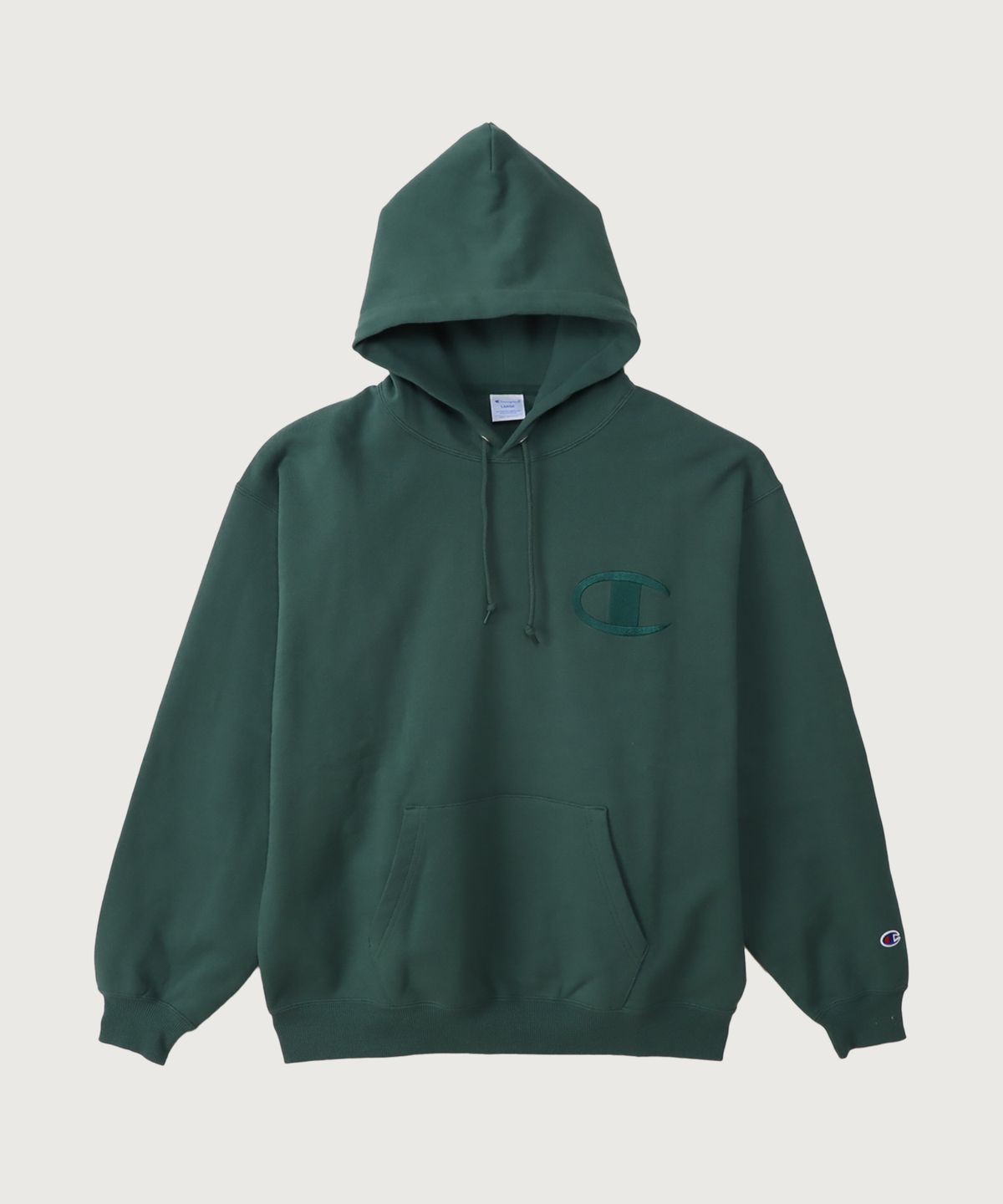 챔피온(CHAMPION) 빅 C로고 오버핏 후드 티셔츠 Dark Green