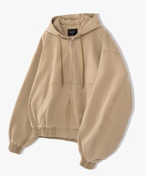 크롭 후드 집업 워크 자켓 라이트베이지