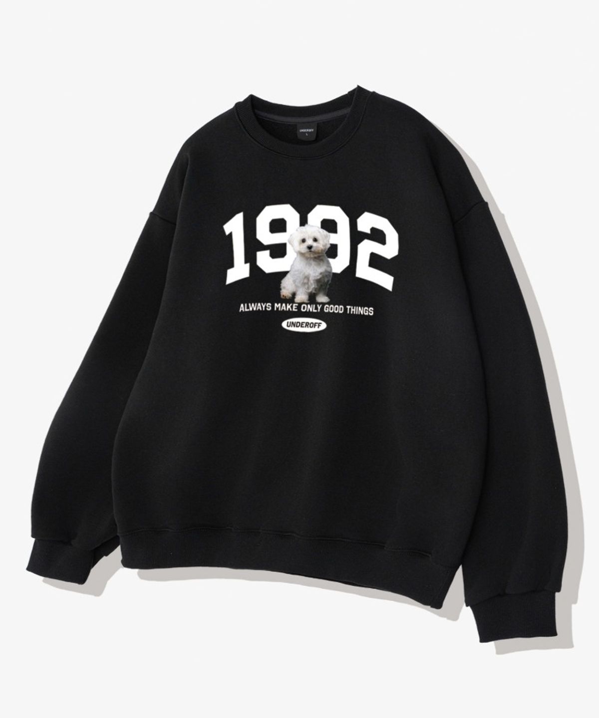 언더오프(UNDEROFF) 어센틱 릴렉스드 1992퍼피 맨투맨 스웨트 블랙