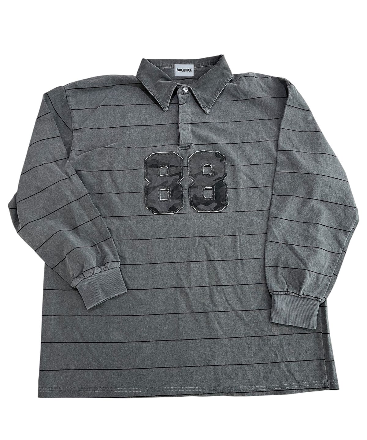 스케이터락(SK8ER ROCK) Pigment 88 Pencil Stripe Rugby Shirt ((charcoal*black))