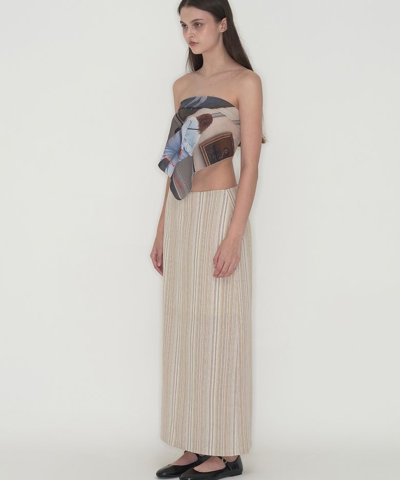 Multi stripe maxi skirt - Beige