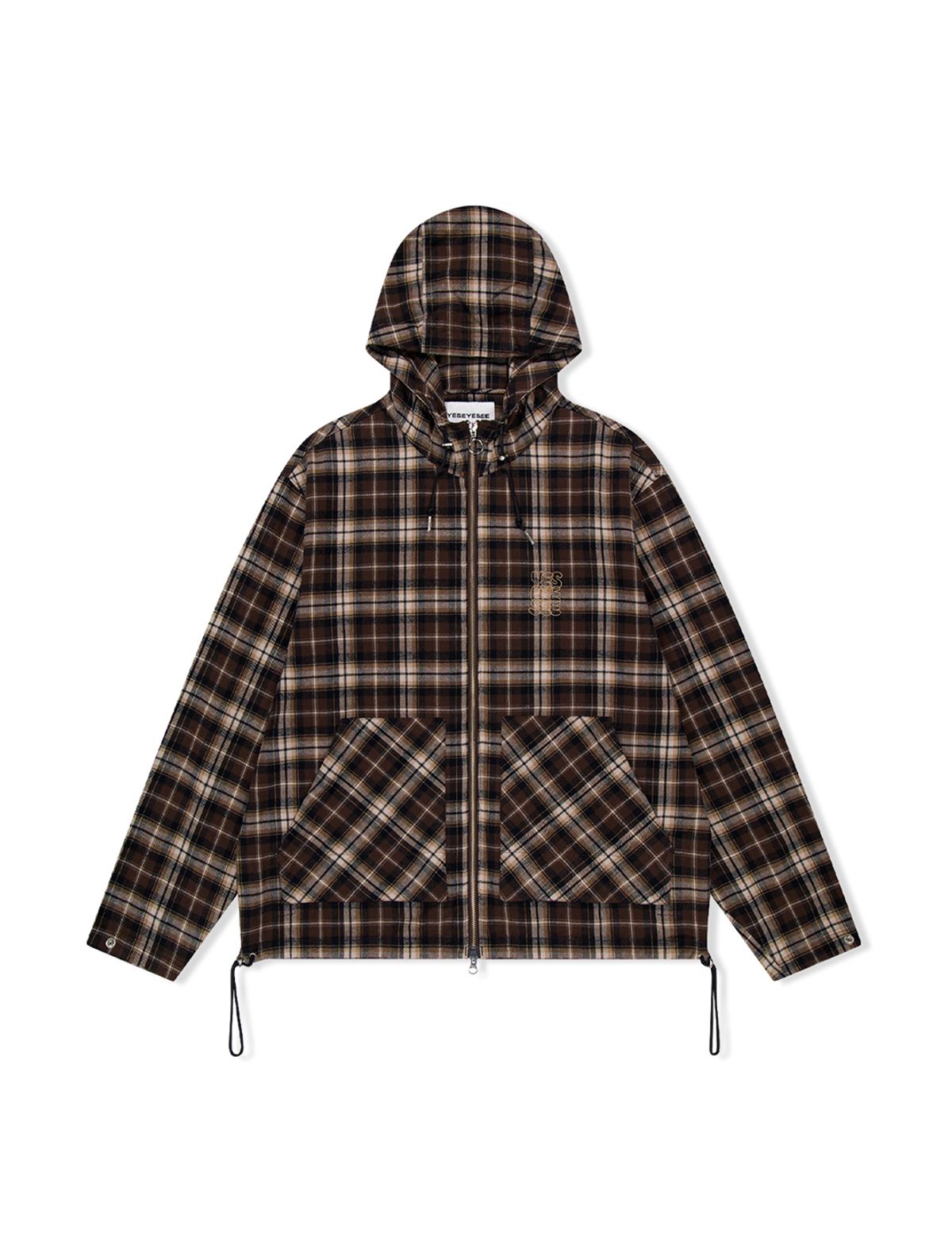 예스아이씨(YESEYESEE) Plaid Wing Jacket Brown