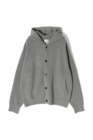 Acorn Boucle Hood Knit Cardigan Multi Gray