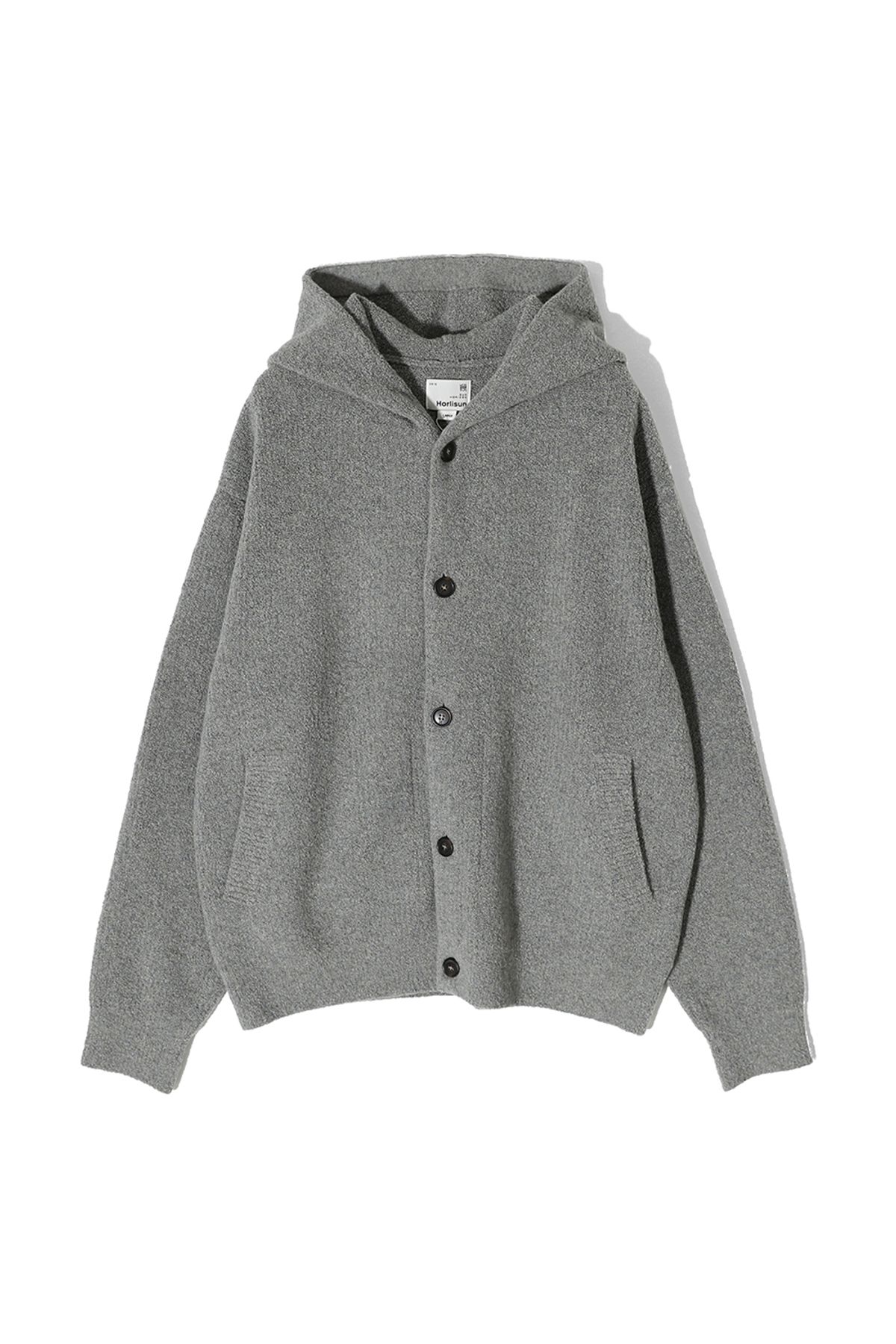 홀리선(HORLISUN) Acorn Boucle Hood Knit Cardigan Multi Gray
