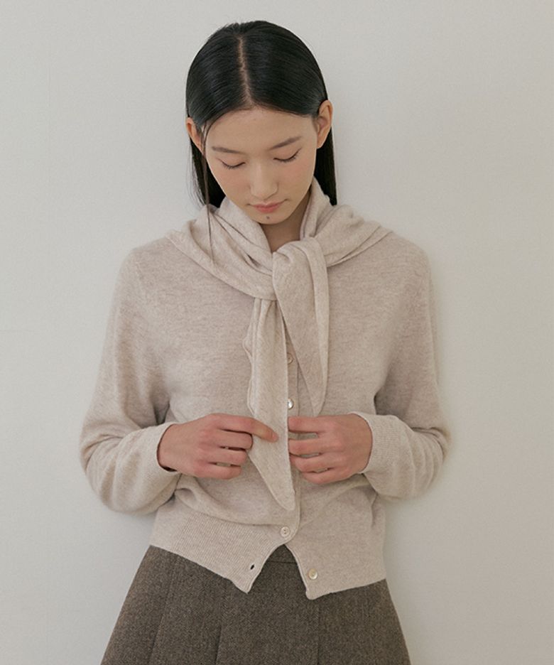 cashmere knit scarf-beige
