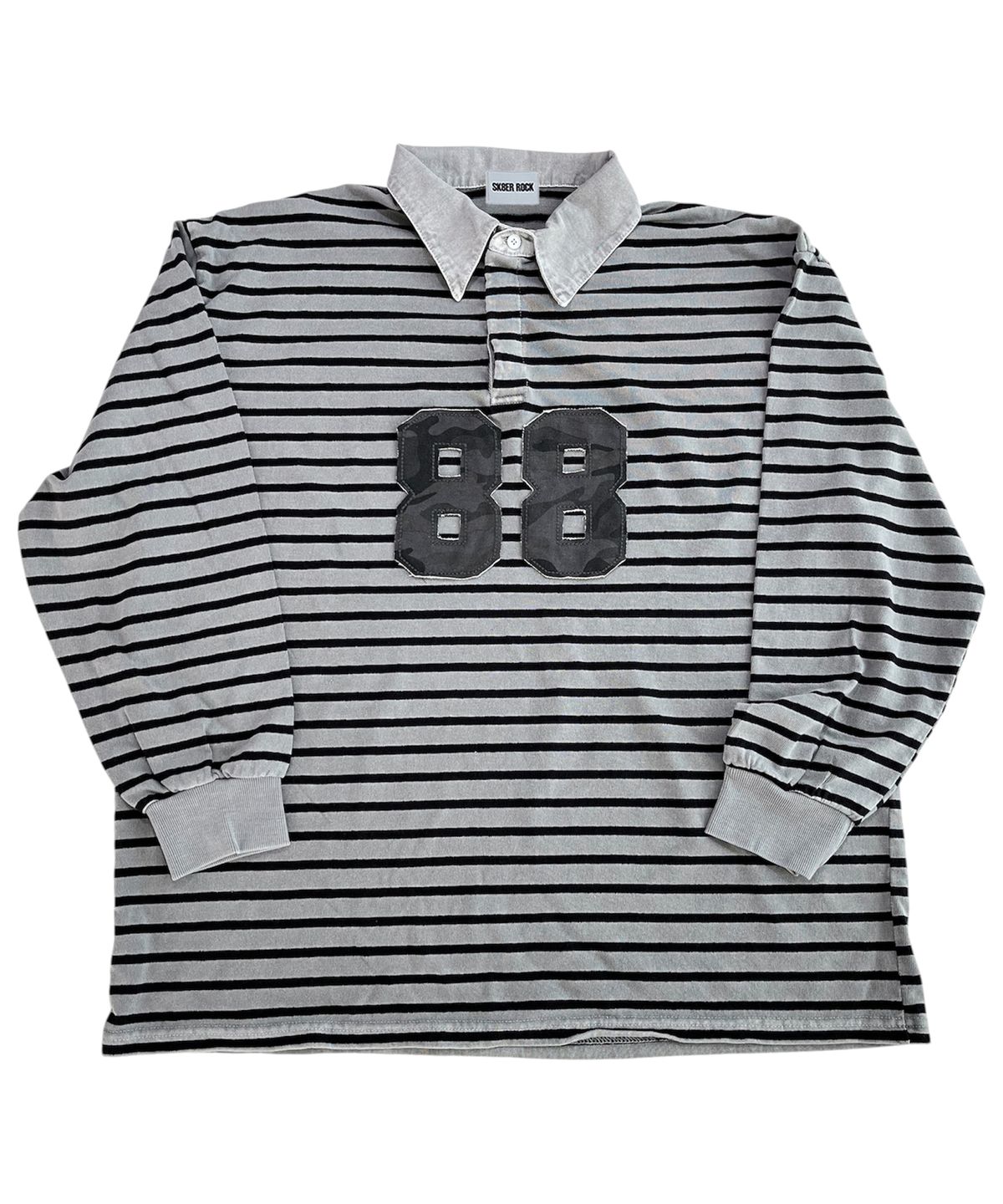 스케이터락(SK8ER ROCK) Pigment 88 Stripe Rugby Shirt ((gray*black))