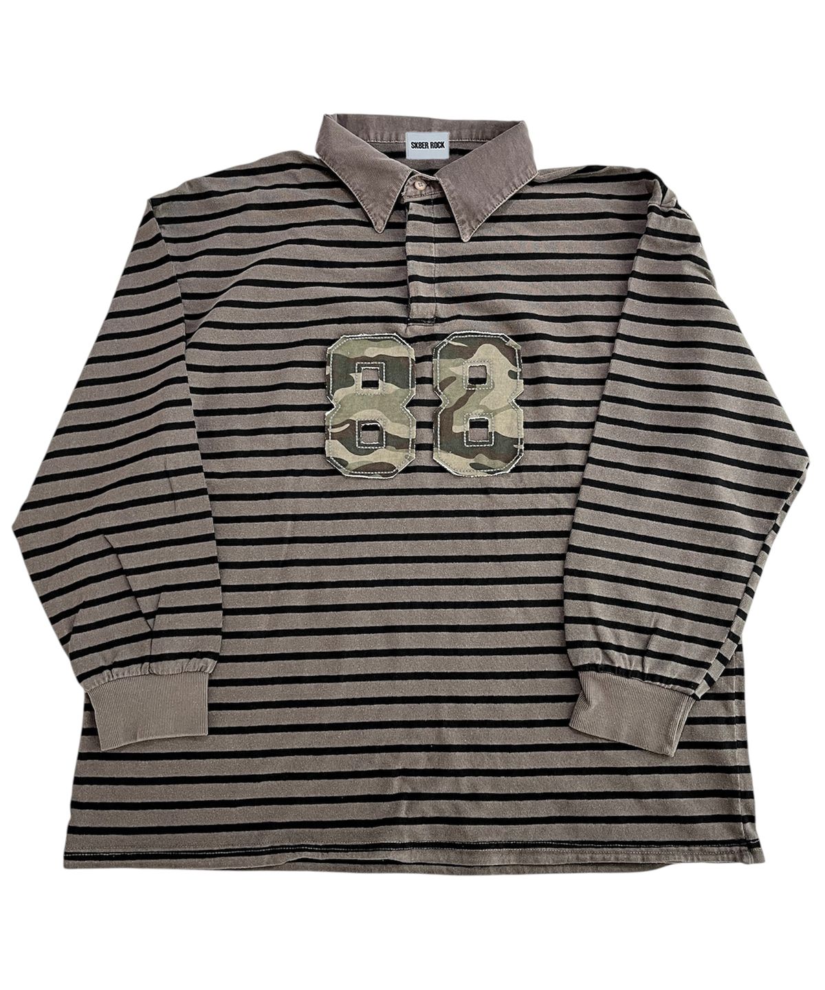 스케이터락(SK8ER ROCK) Pigment 88 Stripe Rugby Shirt ((brown*black))