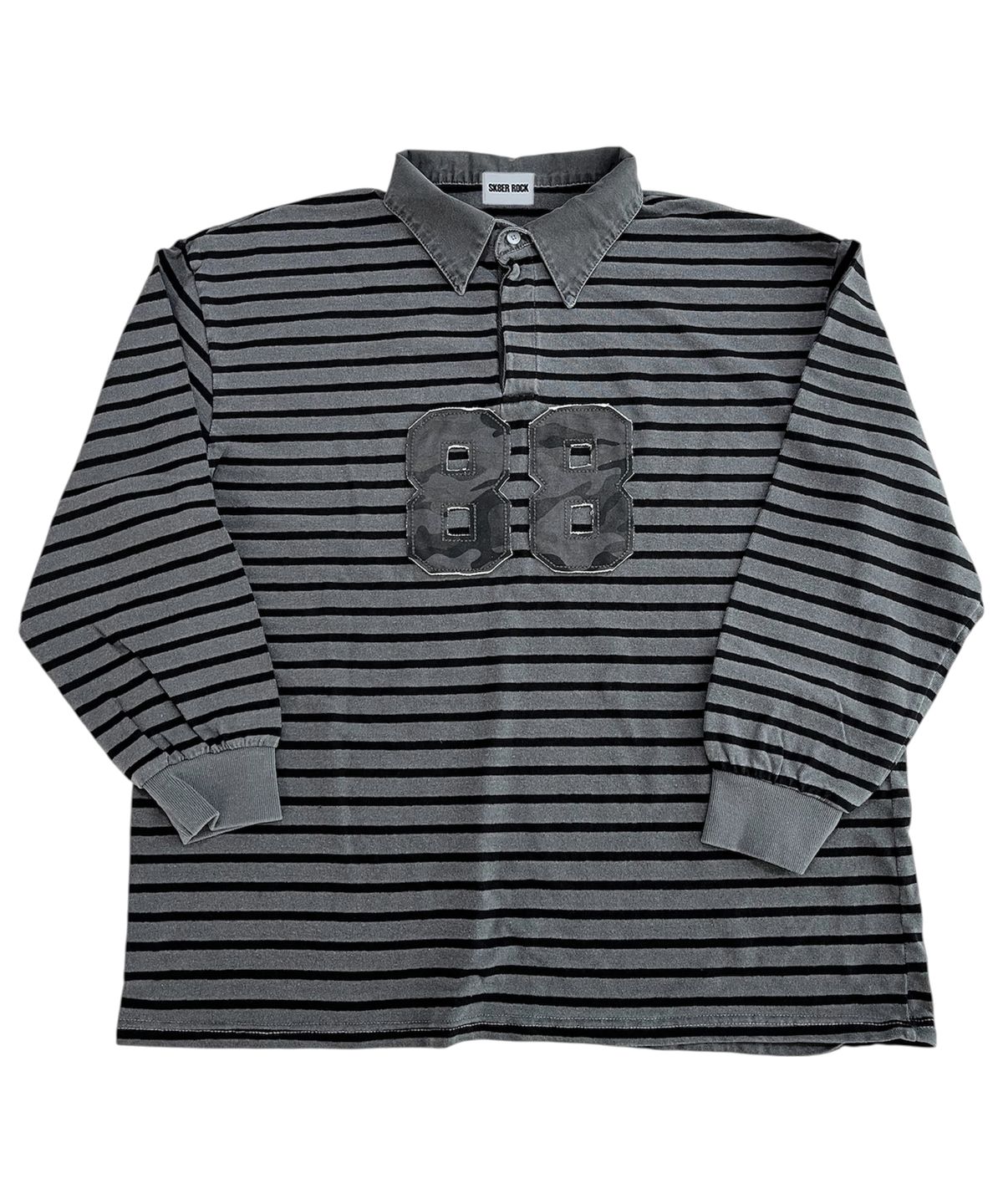 스케이터락(SK8ER ROCK) Pigment 88 Stripe Rugby Shirt ((charcoal*black))