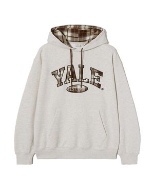 체크 투톤아치 후드_오트밀