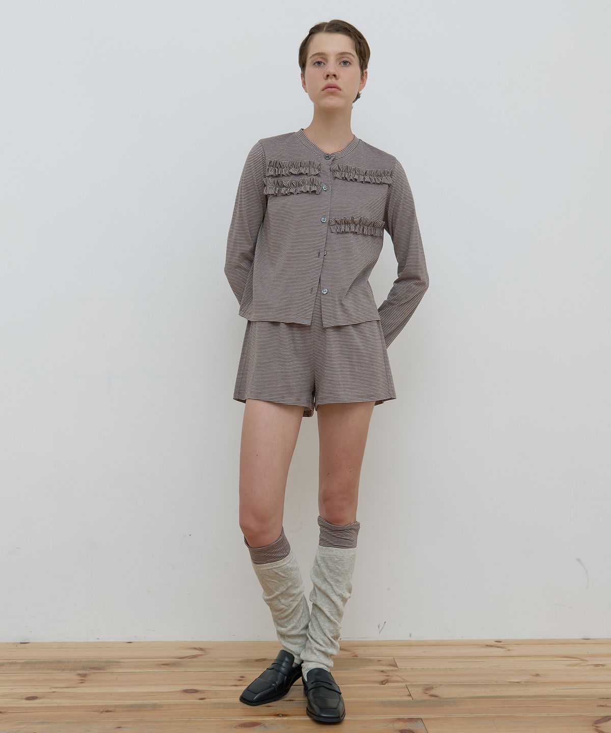마조네(MA JOURNÉE) STRIPE TRUNK SHORTS_BROWN