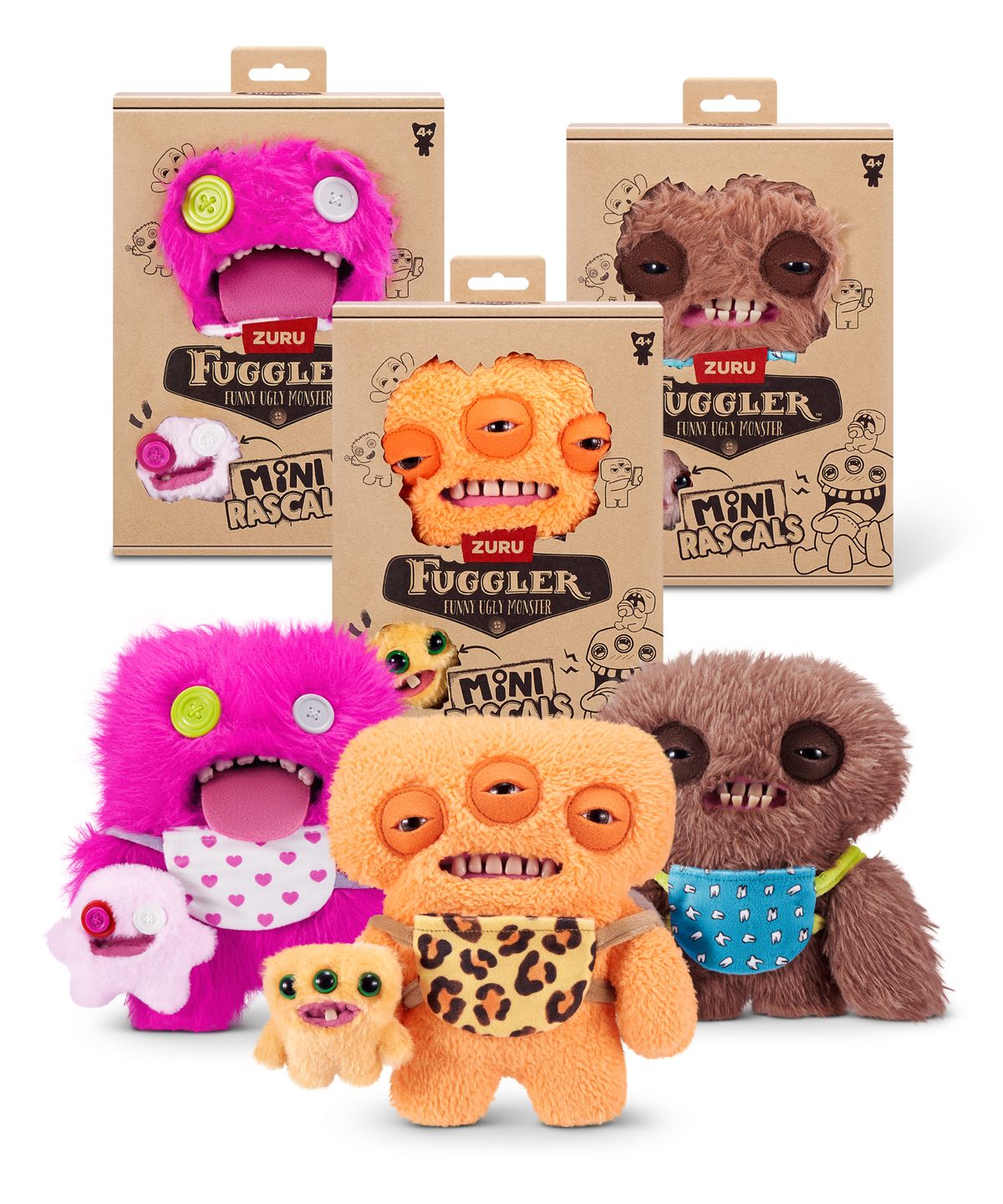 퍼글러(FUGGLER) [세트] 라스칼 퍼글러(우가부가 핑크 롱 파일+스퀴지 브라운 롱 파일+에일리언 오렌지 테디)