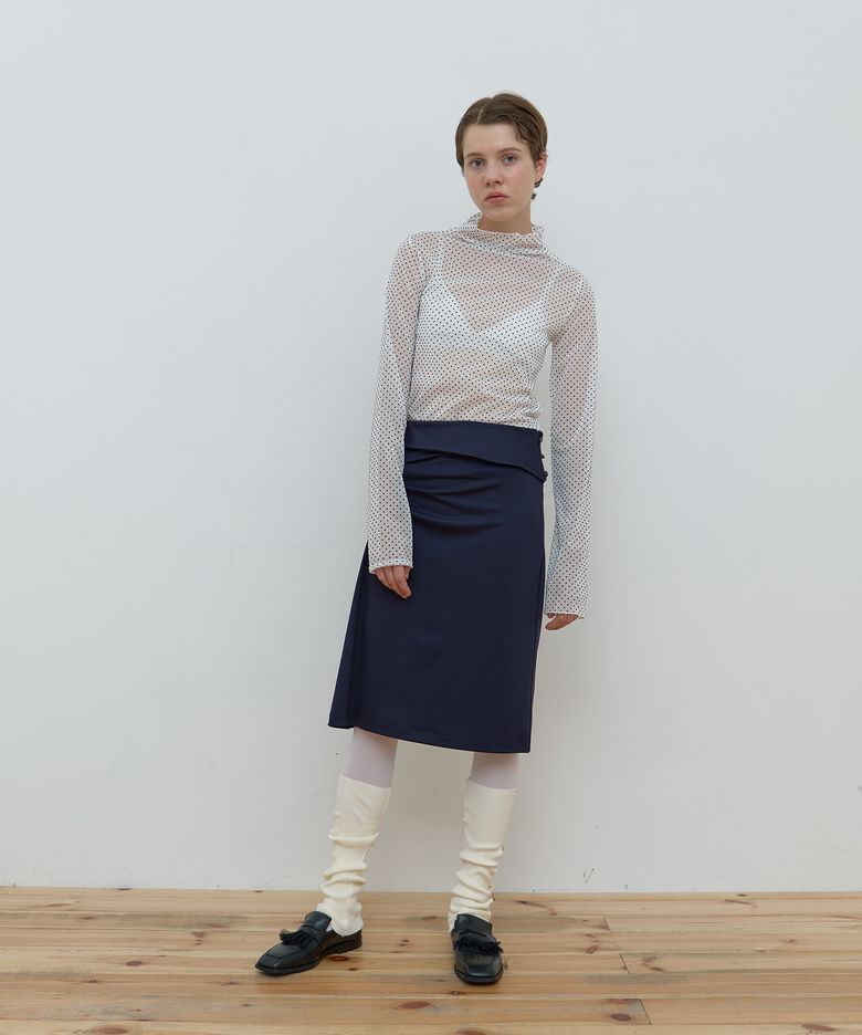 PIN TUCK JERSEY SKIRT_NAVY
