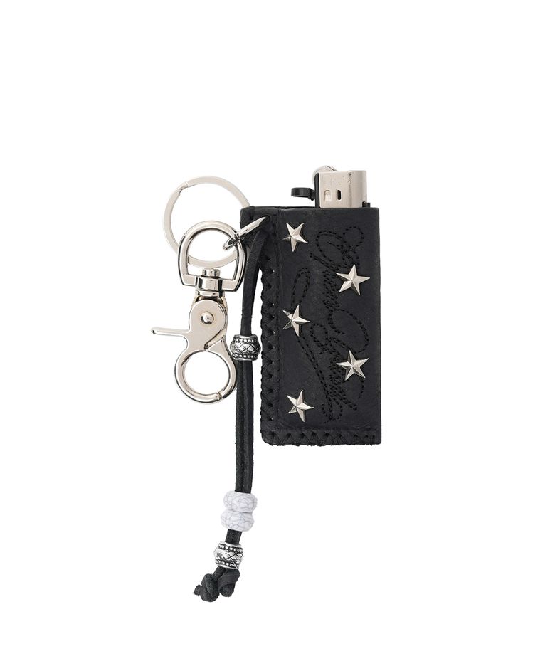 STAR STUD LIGHTER CASE KEYRING - BLACK