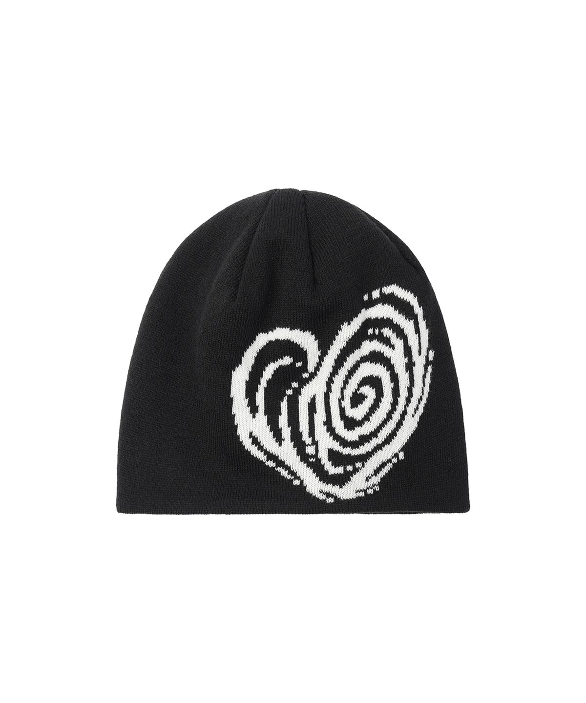 오픈야드(오와이)(OPENYARD(OY)) SWIRL HEART BEANIE - BLACK