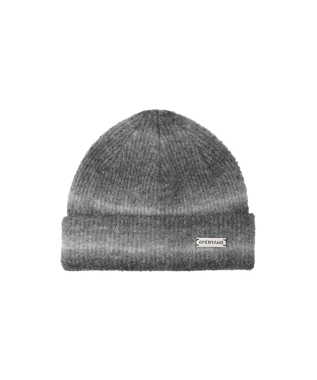 오픈야드(오와이)(OPENYARD(OY)) HAIRY GRADIENT STRIPED BEANIE - BLACK