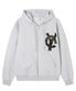 LOGO PATCH HOODIE ZIP UP - MID MELANGE