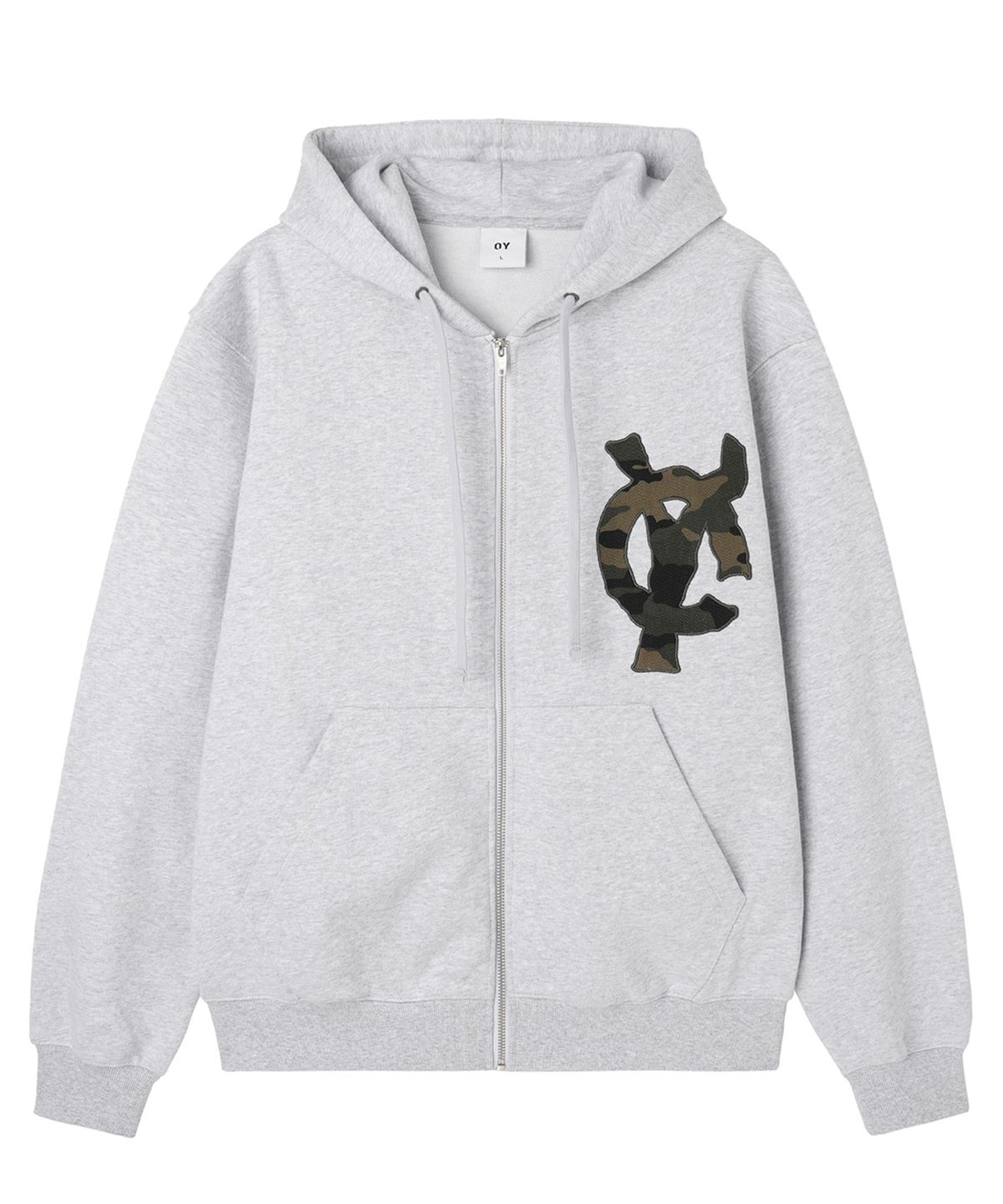 오픈야드(오와이)(OPENYARD(OY)) LOGO PATCH HOODIE ZIP UP - MID MELANGE