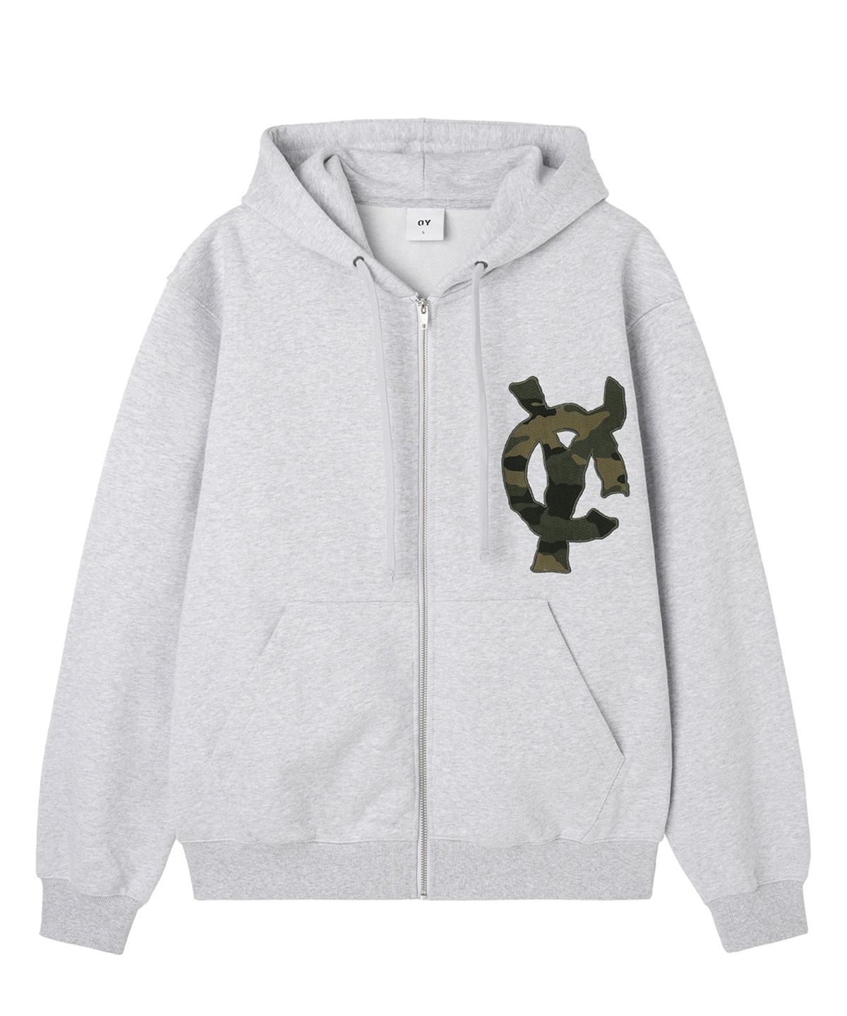 오픈야드(오와이)(OPENYARD(OY)) LOGO PATCH HOODIE ZIP UP - MID MELANGE