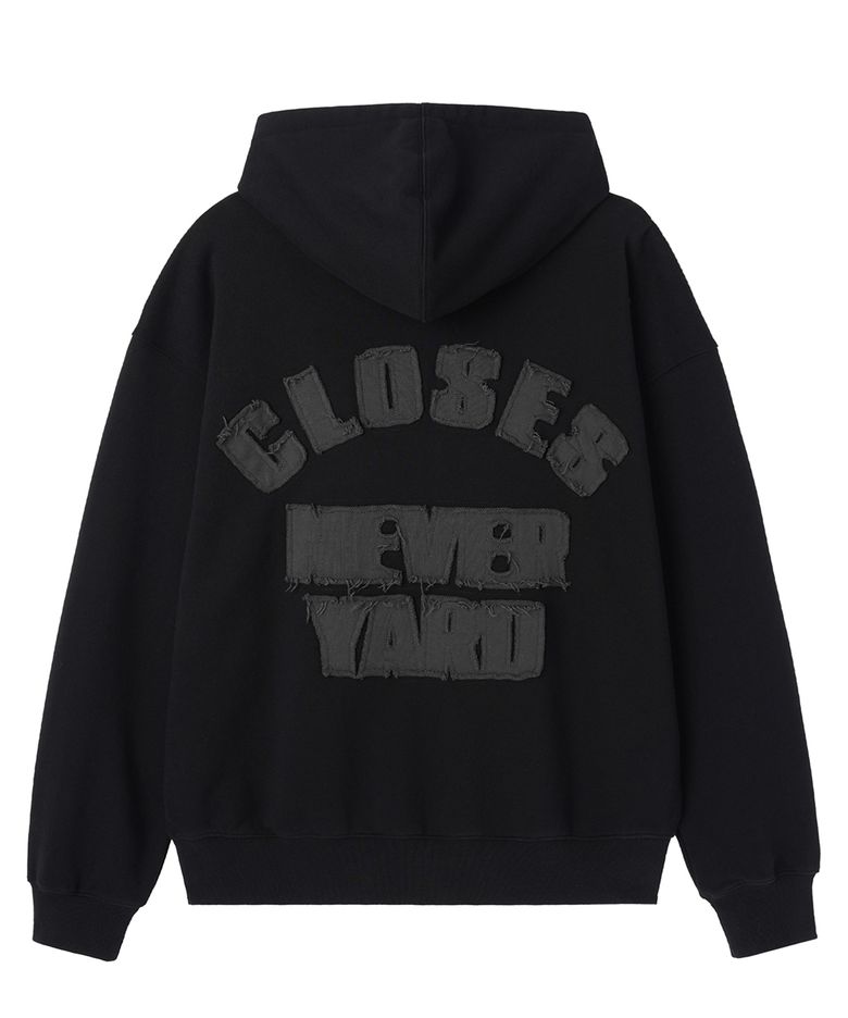 CUTOUT PATCH HOODIE - BLACK