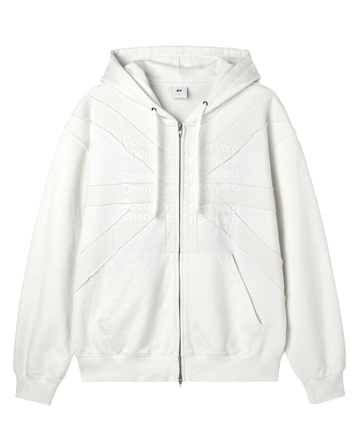 오픈야드(오와이)(OPENYARD(OY)) UNION CUT PATCH HOODIE ZIP UP - WHITE