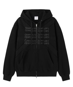 UNION CUT PATCH HOODIE ZIP UP - BLACK