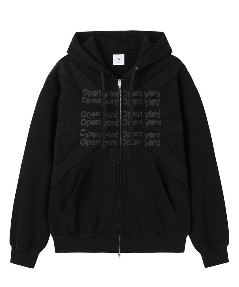 UNION CUT PATCH HOODIE ZIP UP - BLACK