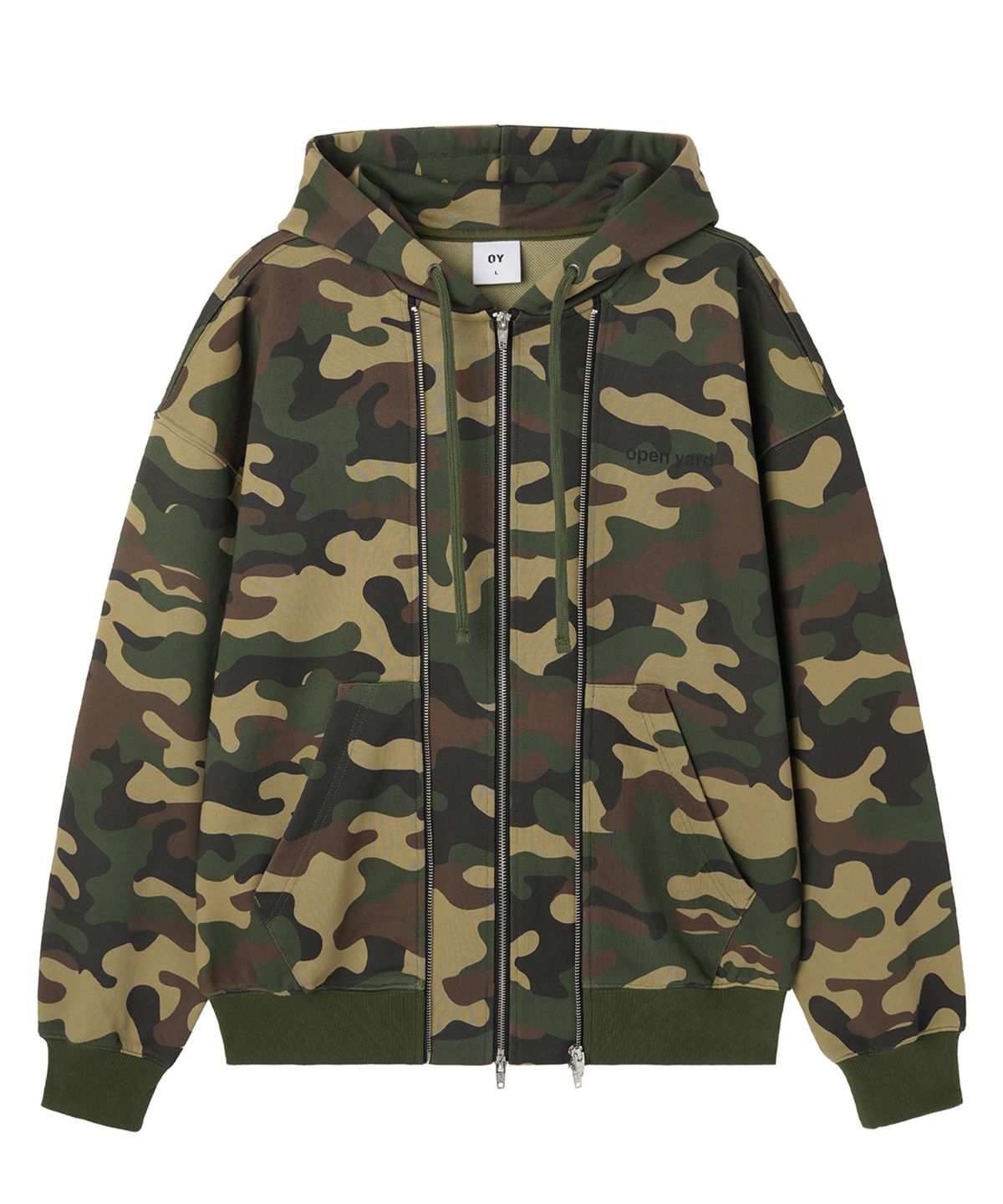오픈야드(오와이)(OPENYARD(OY)) LAYERED STUD HOODIE ZIP UP - CAMO