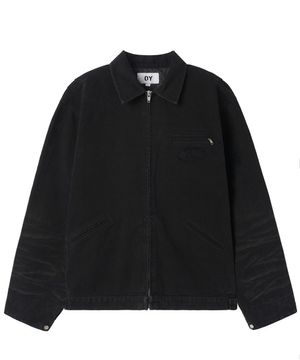 WASHED PATCH WORK JACKET - BLACK