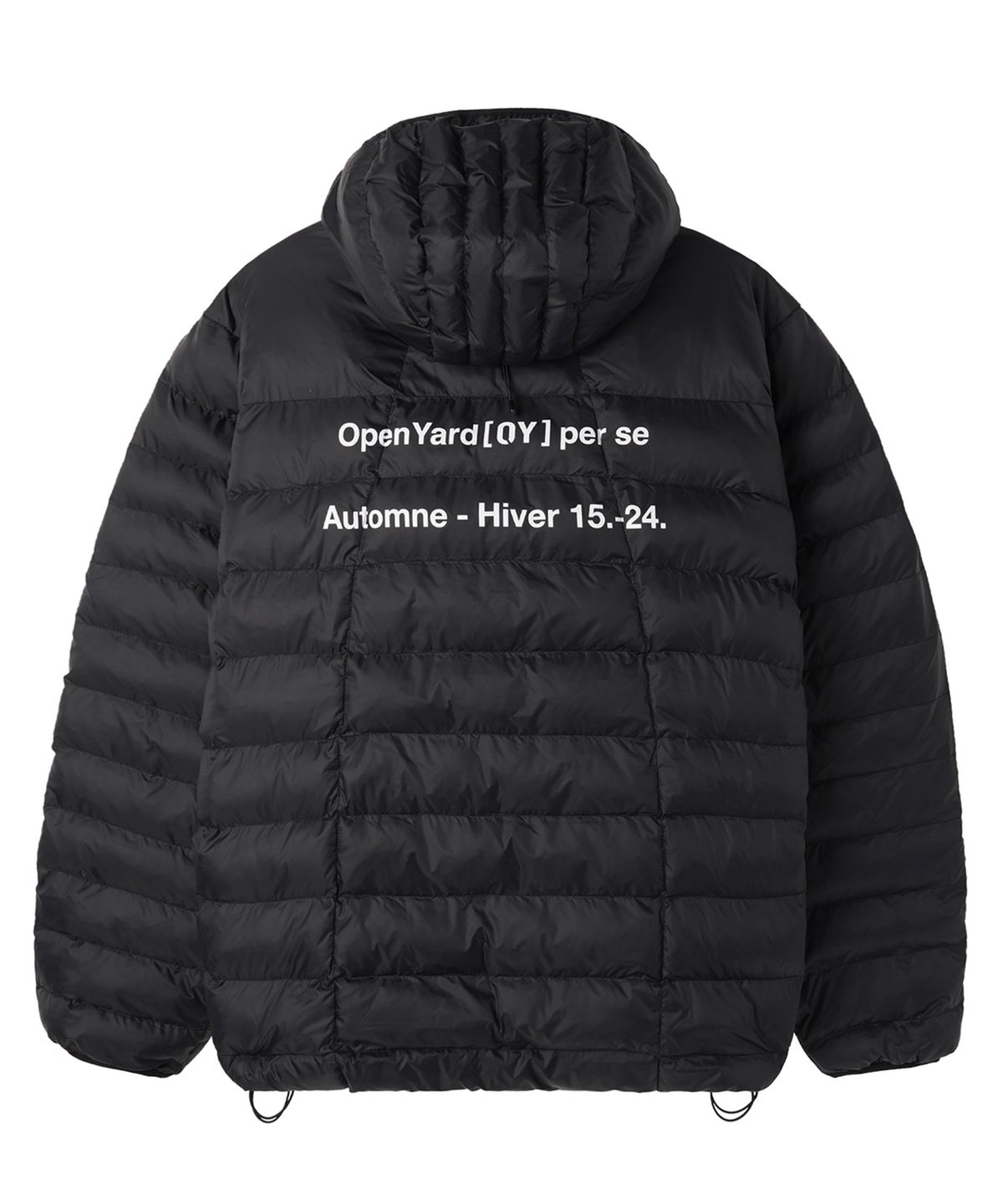 오픈야드(오와이)(OPENYARD(OY)) CURVED ZIPPER LIGHTWEIGHT PUFFER JACKET - BLACK