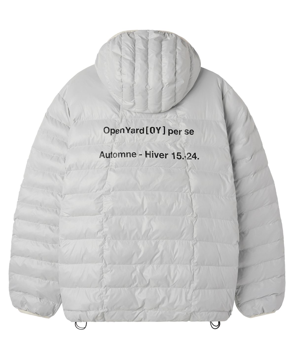 오픈야드(오와이)(OPENYARD(OY)) CURVED ZIPPER LIGHTWEIGHT PUFFER JACKET - GLOSSY LIGHT GREY