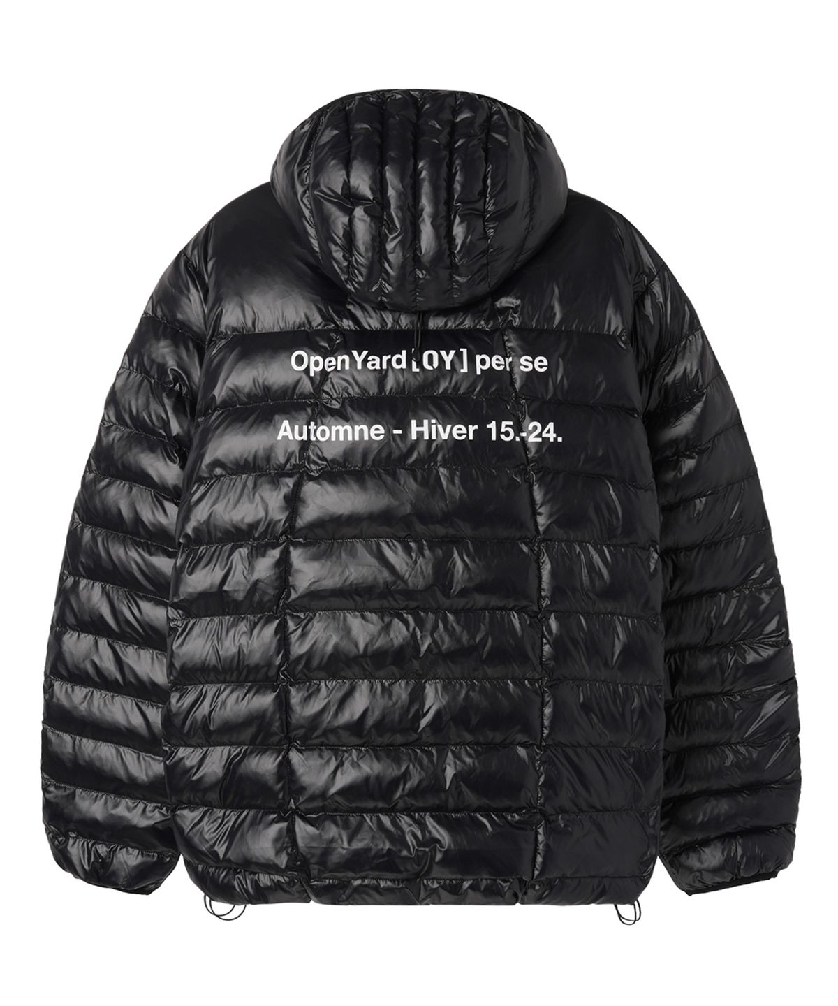 오픈야드(오와이)(OPENYARD(OY)) CURVED ZIPPER LIGHTWEIGHT PUFFER JACKET - GLOSSY BLACK