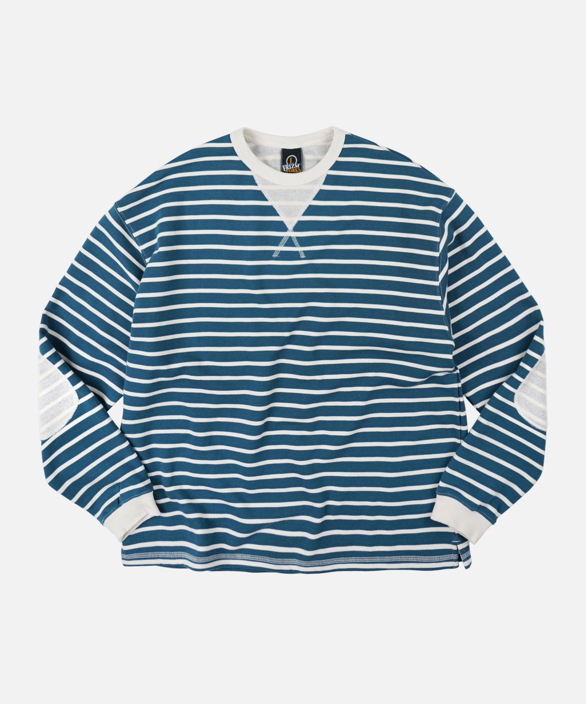 프리즘웍스(FRIZMWORKS) LOOP PATCH STRIPE TEE _ BLUE