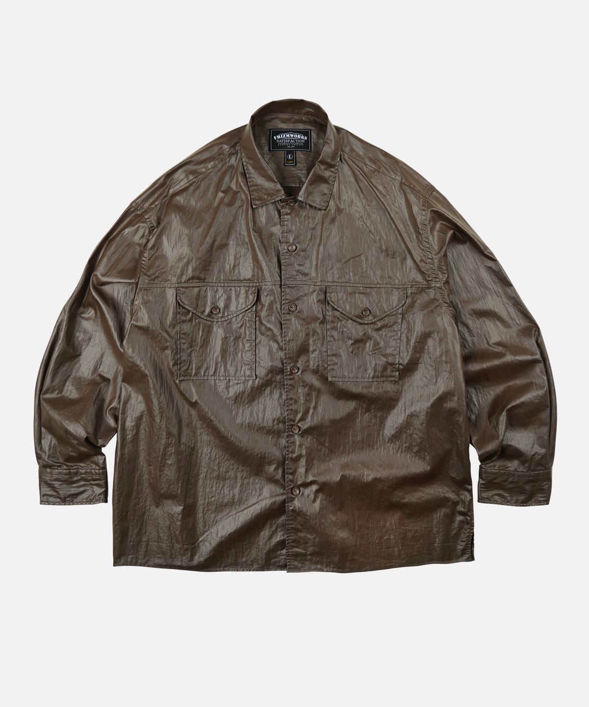 프리즘웍스(FRIZMWORKS) COATED WORK SHIRT JACKET _ BROWN