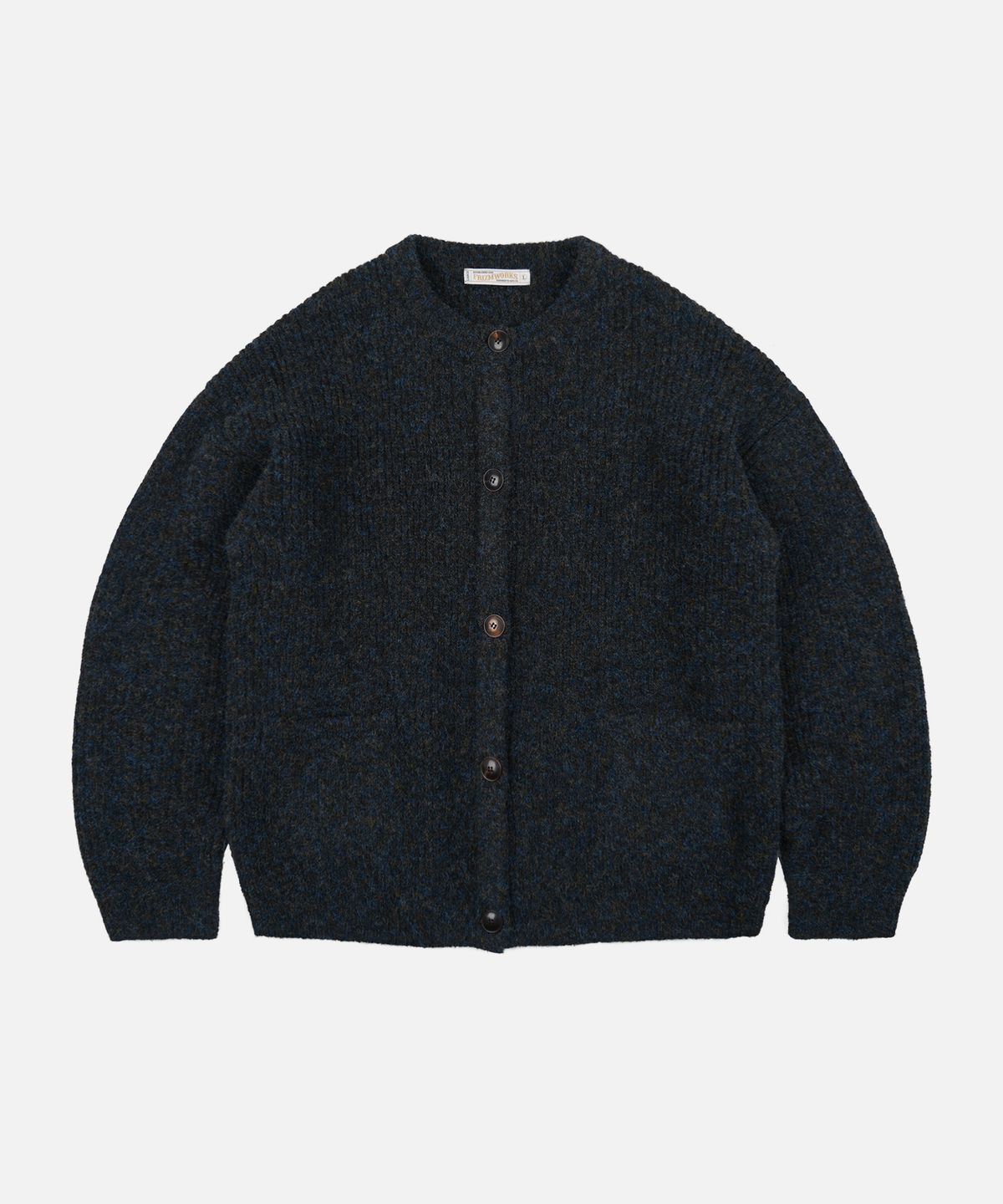 프리즘웍스(FRIZMWORKS) BRUSHED WOOL ROUND CARDIGAN _ BLACK