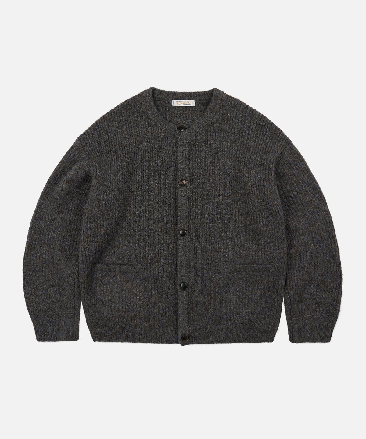 프리즘웍스(FRIZMWORKS) BRUSHED WOOL ROUND CARDIGAN _ BROWN