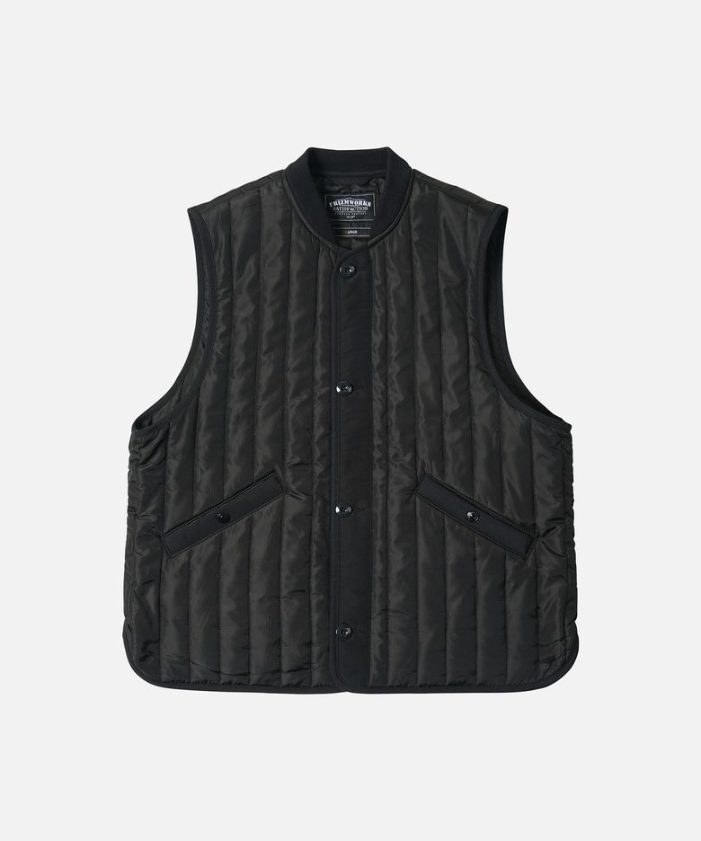 STRIPE QUILTED MIL LINER VEST _ BLACK
