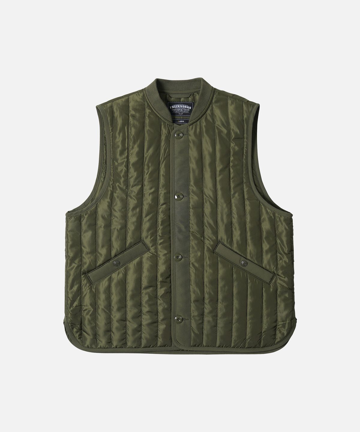 프리즘웍스(FRIZMWORKS) STRIPE QUILTED MIL LINER VEST _ OLIVE